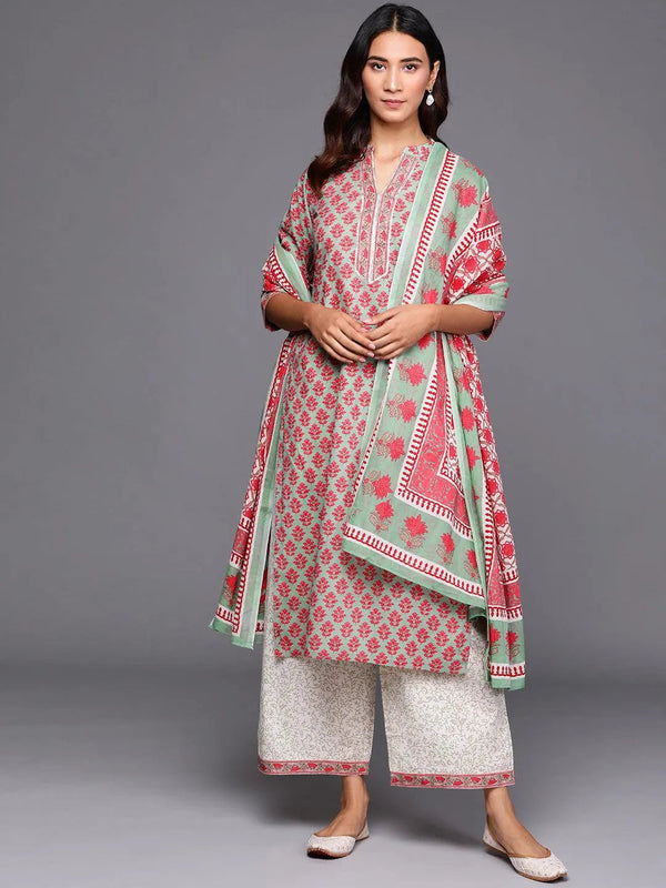 Green Printed Cotton Suit Set - Jashvi