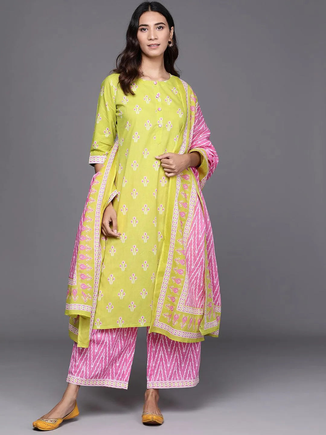 Green Printed Cotton Suit Set - Jashvi