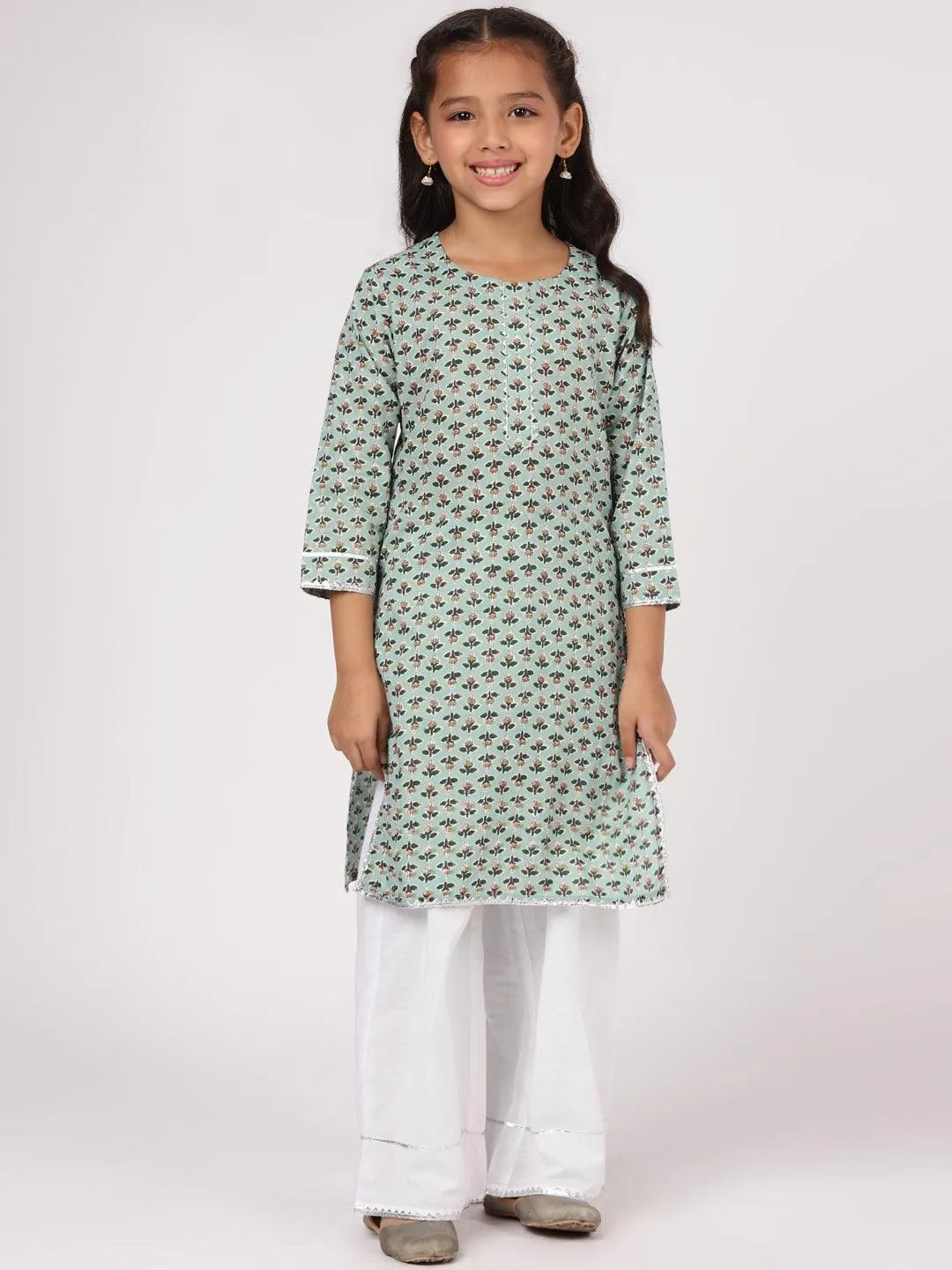 Green Printed Cotton Kurta Set - Jashvi