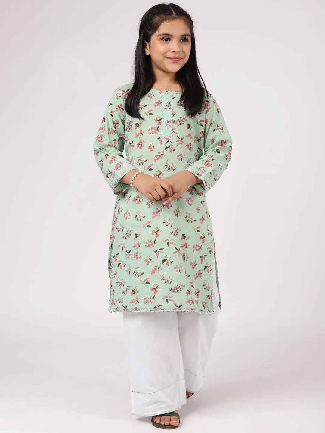 Green Printed Cotton Kurta Set - Jashvi