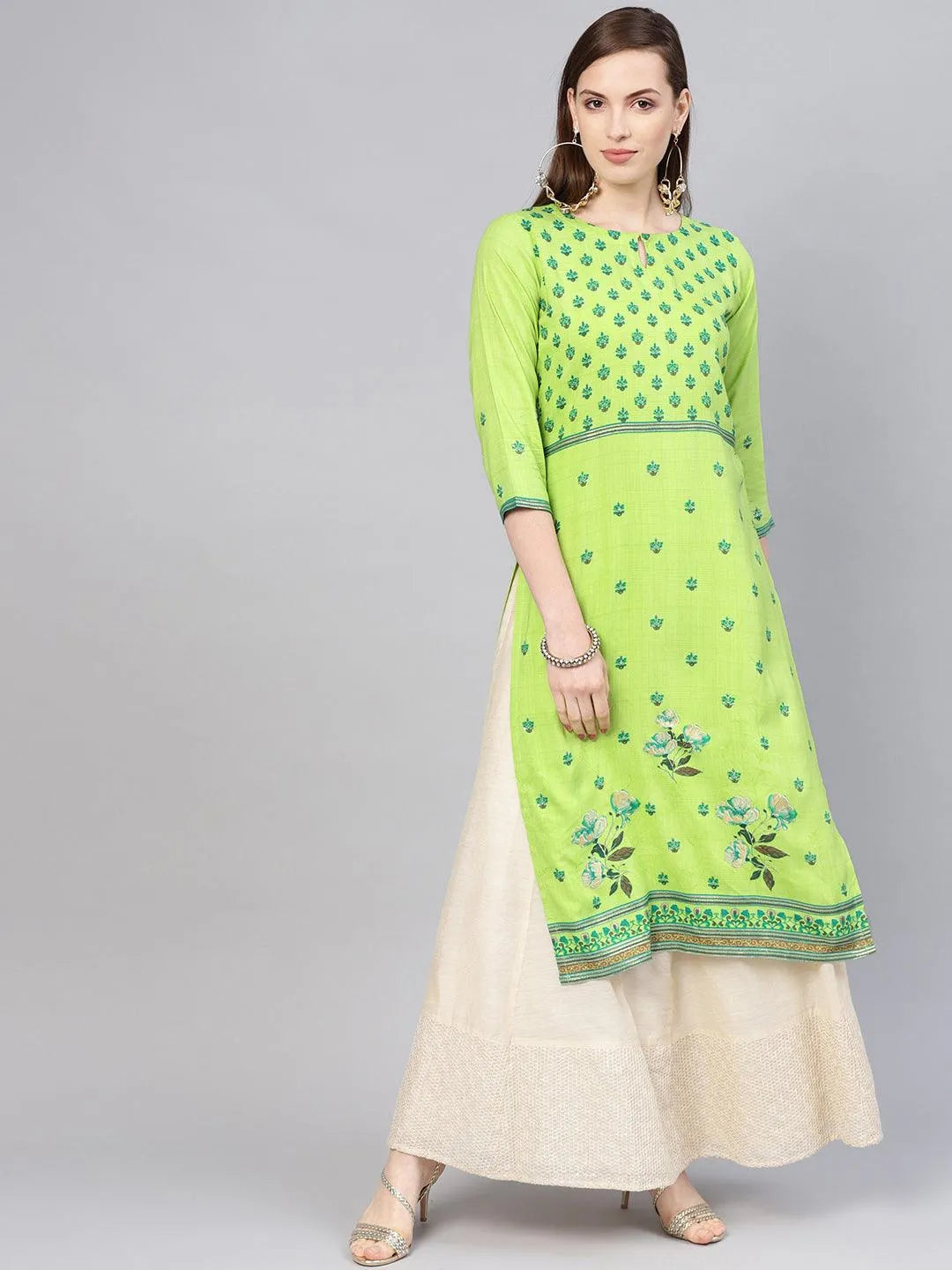 Green Printed Rayon Kurta - Jashvi