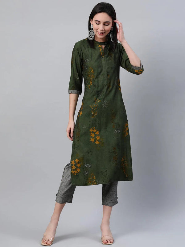 Green Printed Rayon Kurta - Jashvi