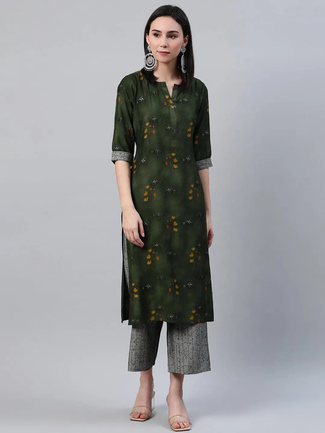 Green Printed Rayon Kurta - Jashvi