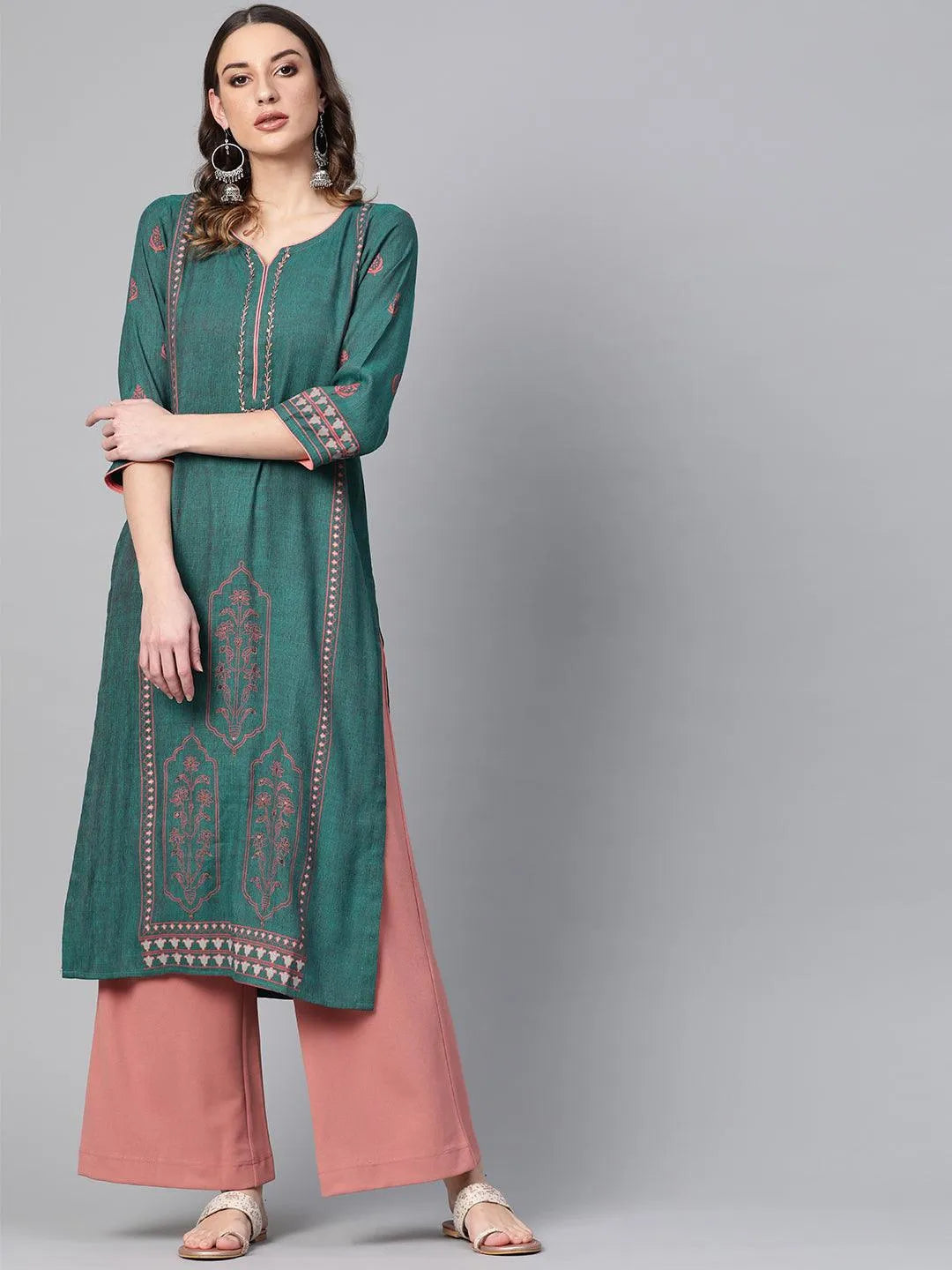 Green Printed Rayon Kurta - Jashvi