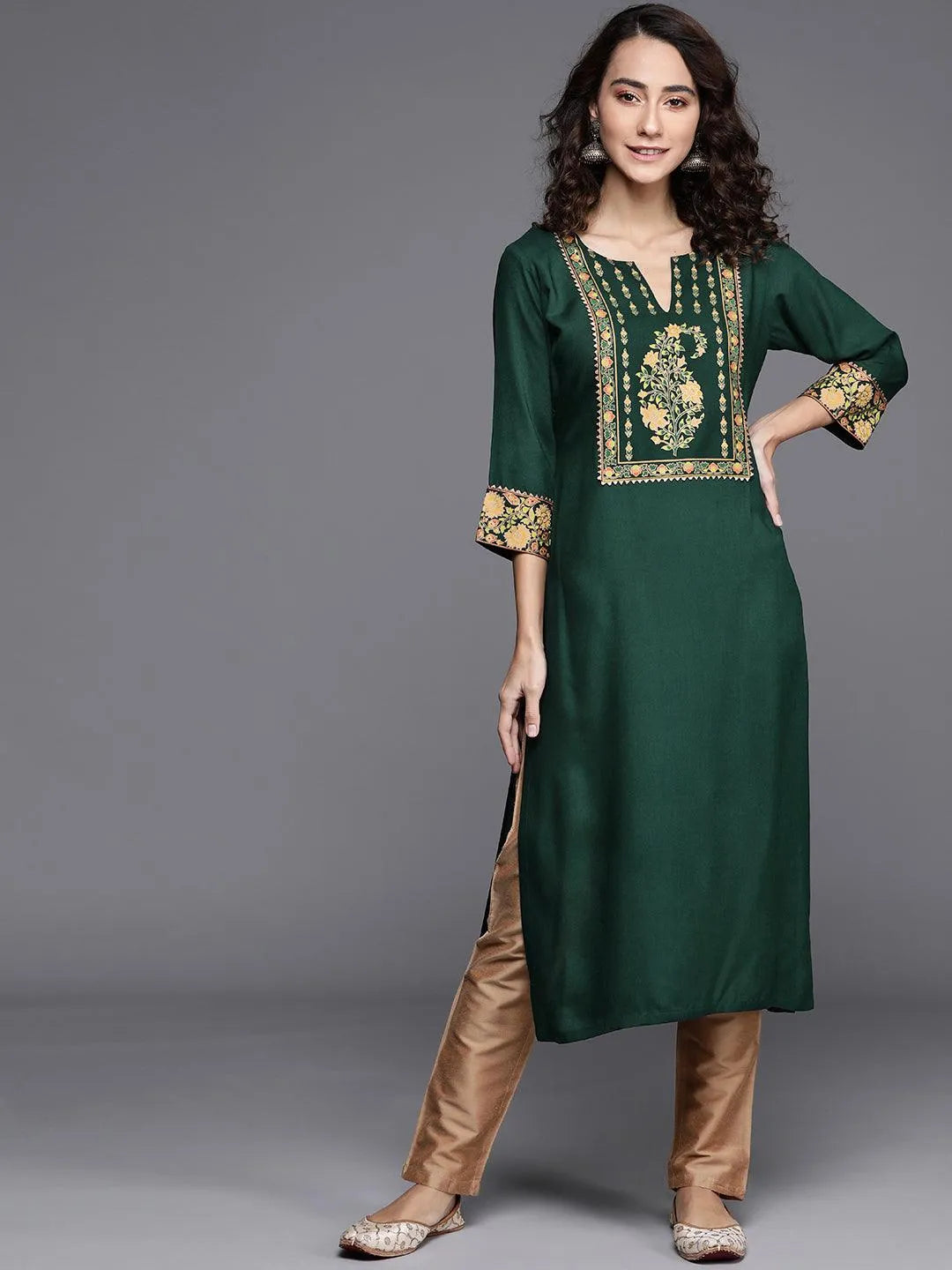 Green Printed Rayon Kurta - Jashvi