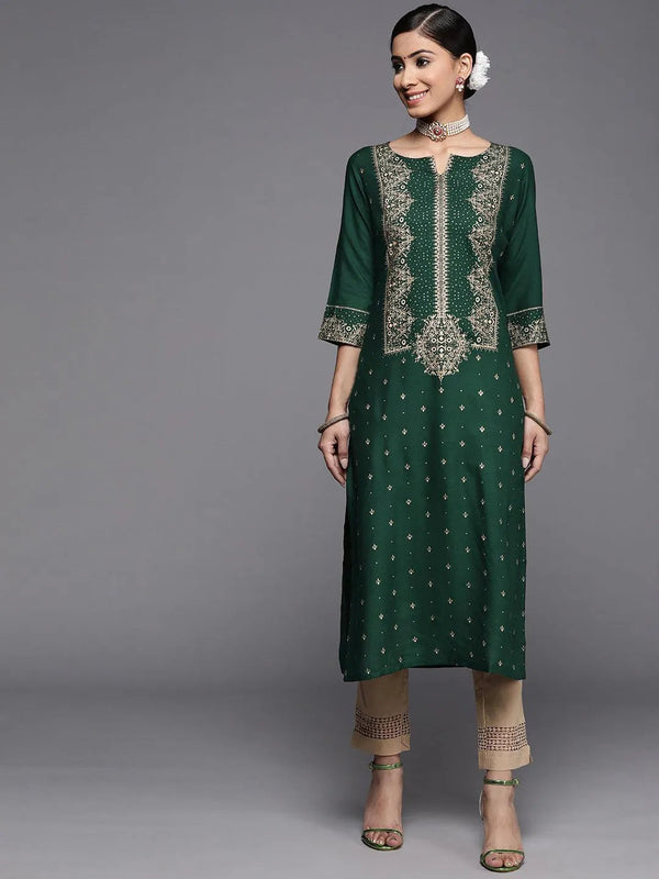 Green Printed Rayon Kurta - Jashvi