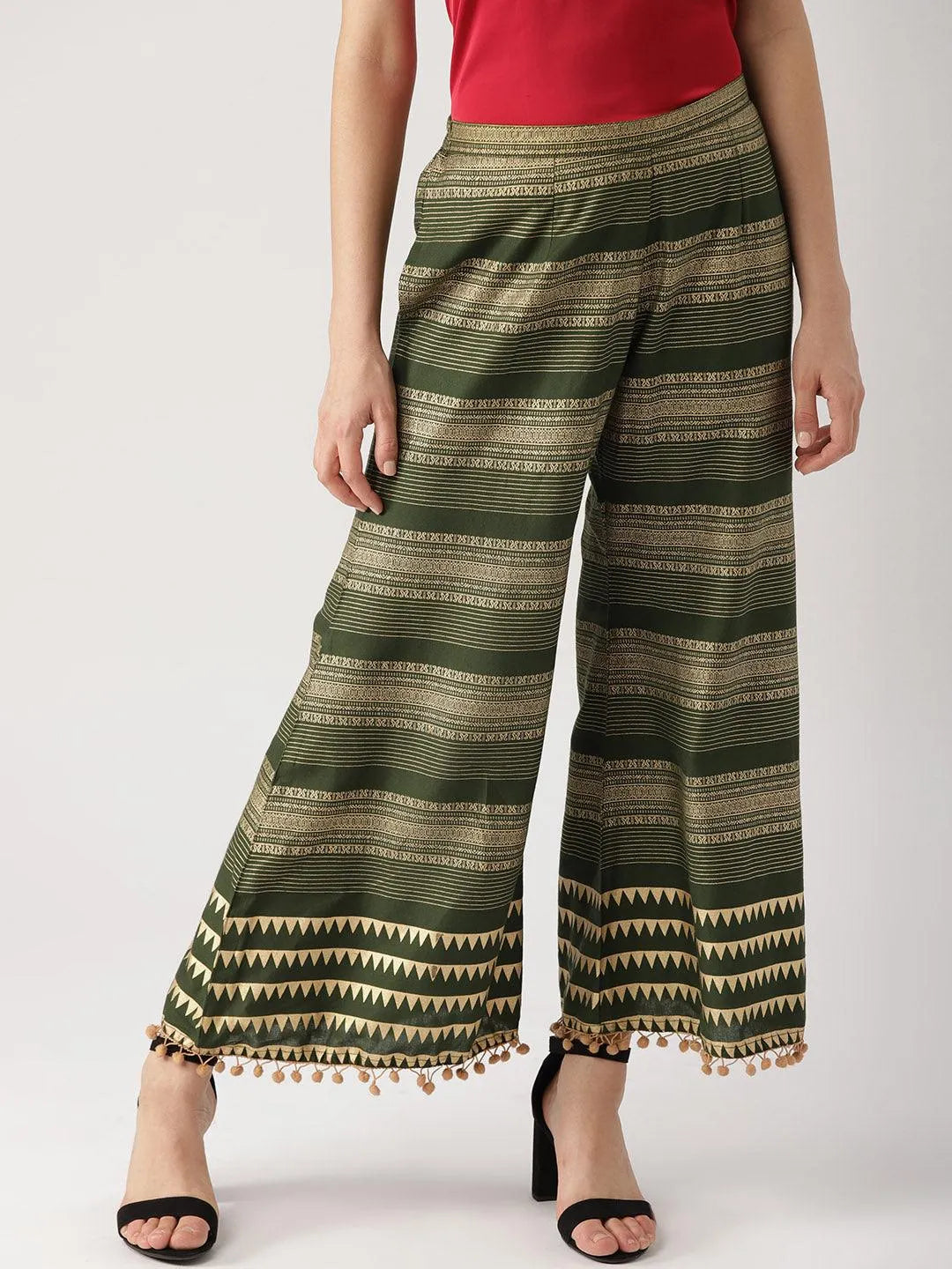 Green Printed Rayon Palazzos - Jashvi