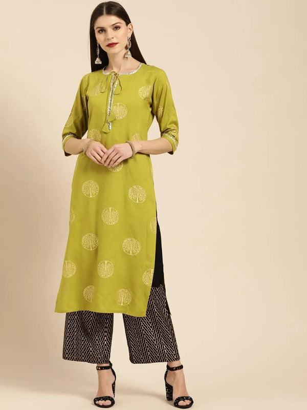 Green Printed Rayon Kurta Set - Jashvi