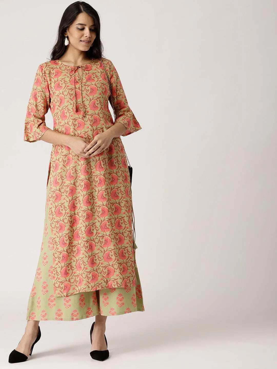 Green Printed Rayon Kurta Set - Jashvi