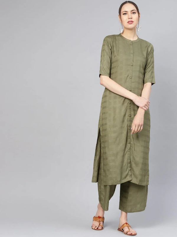 Green Printed Rayon Kurta Set - Jashvi