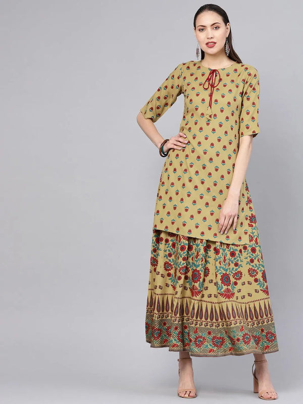 Green Printed Rayon Kurta Set - Jashvi