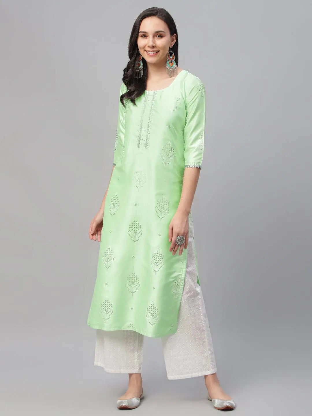 Green Printed Shantoon Kurta - Jashvi