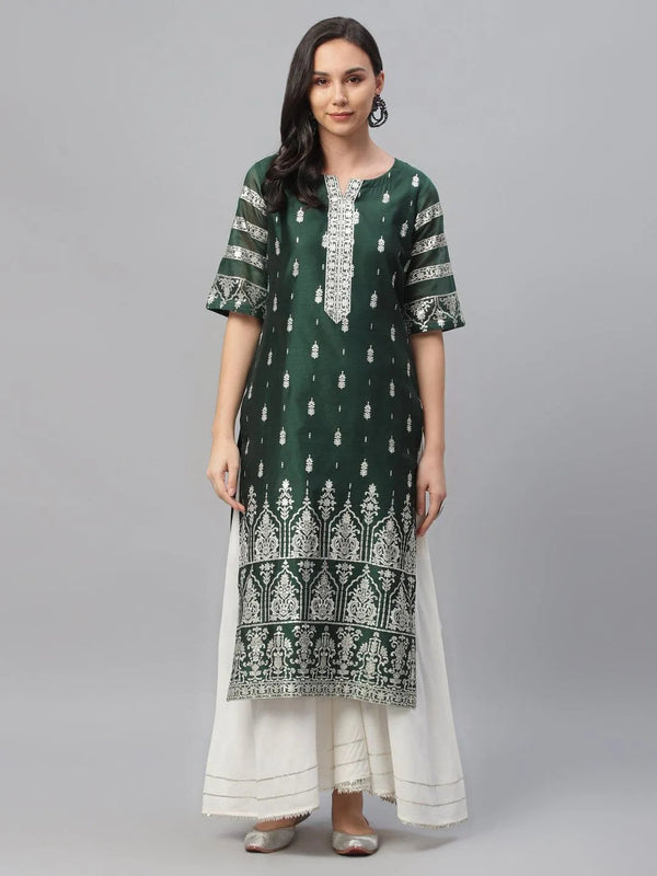 Green Printed Shantoon Kurta - Jashvi