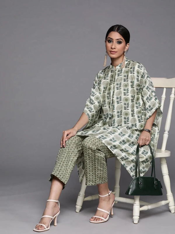 Green Printed Silk Kurta Set - Jashvi