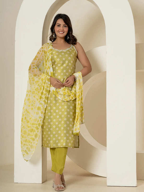 Green Silk Kurta Dupatta Pant Set