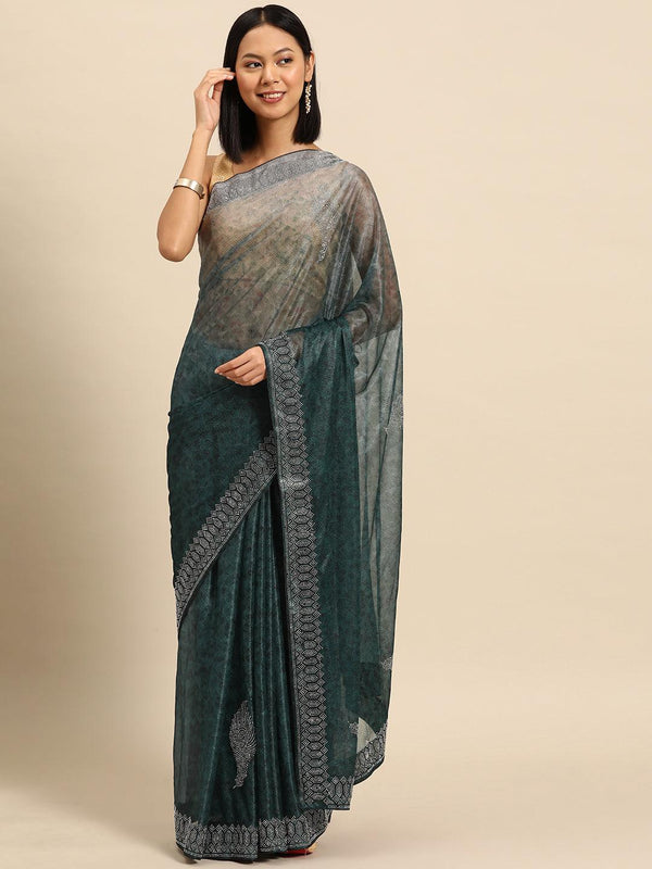 Green Solid Lycra Saree - Jashvi