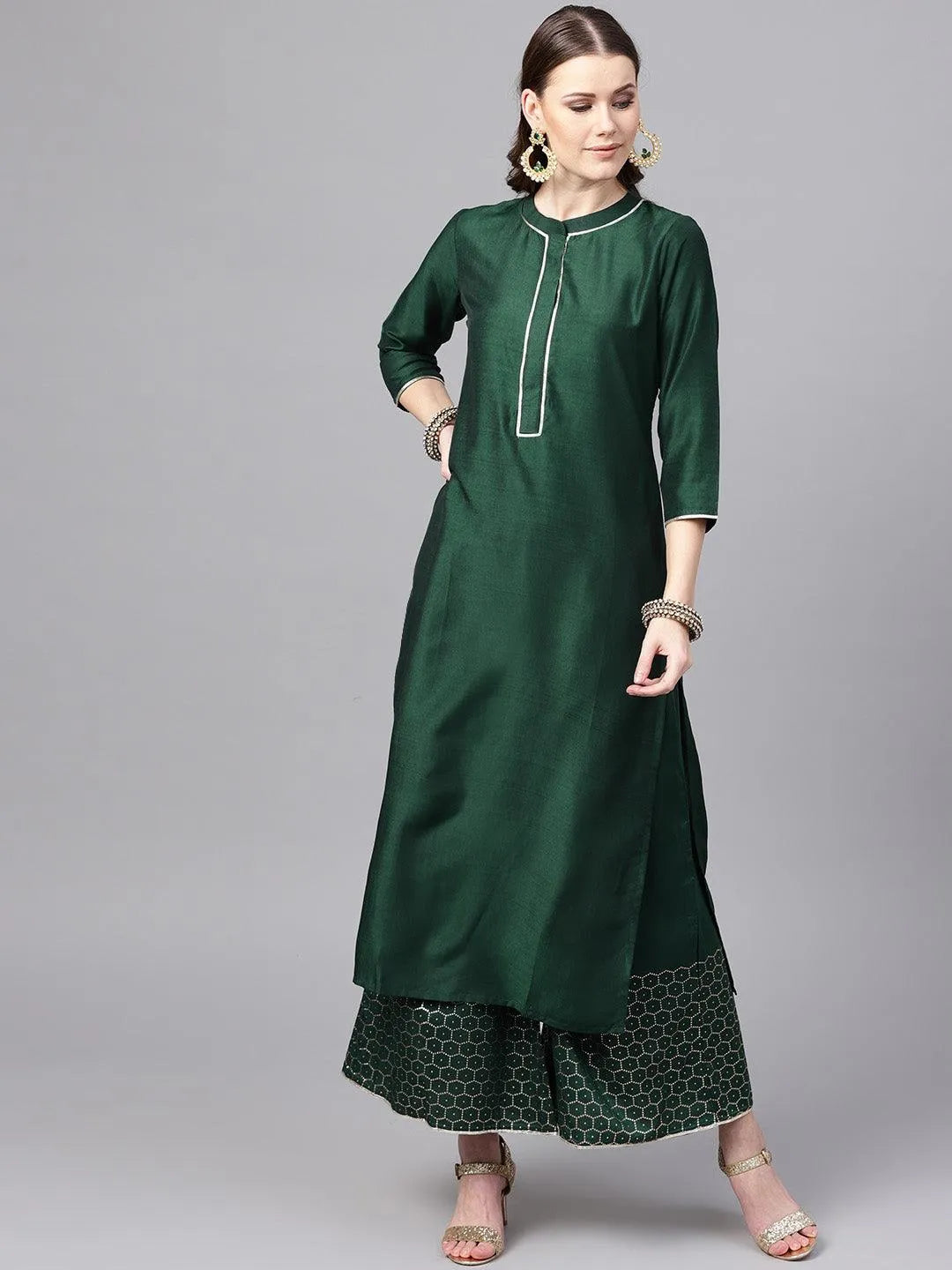 Green Solid Muslin Kurta Set - Jashvi