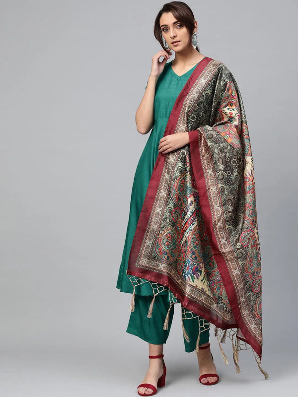 Green Solid Polyester Suit Set - Jashvi