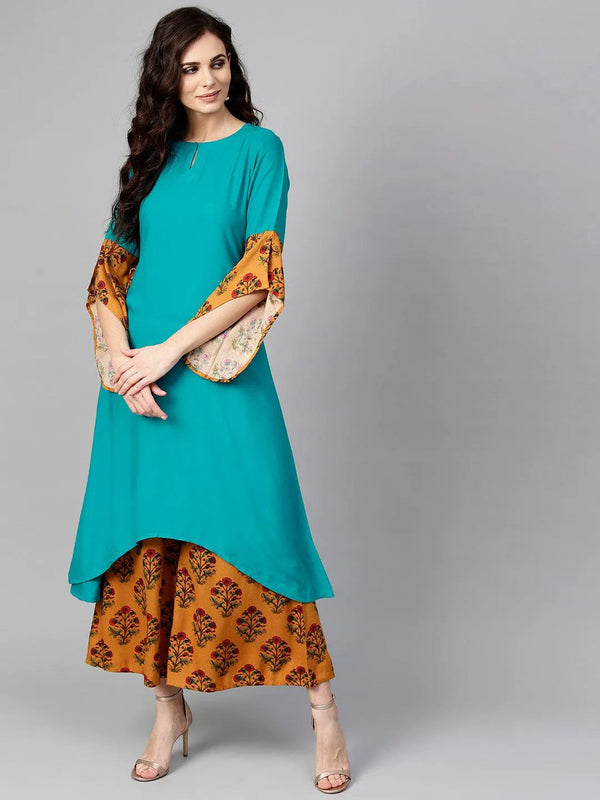 Green Solid Rayon Kurta Set - Jashvi