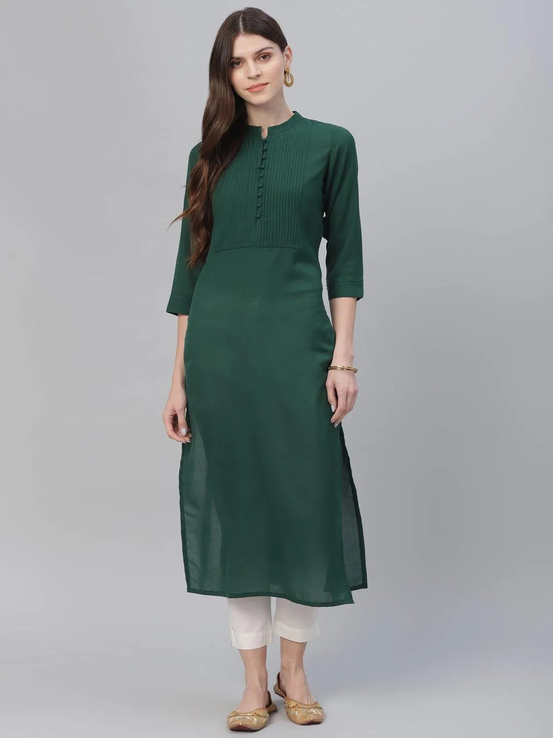 Green Solid Rayon Kurta - Jashvi