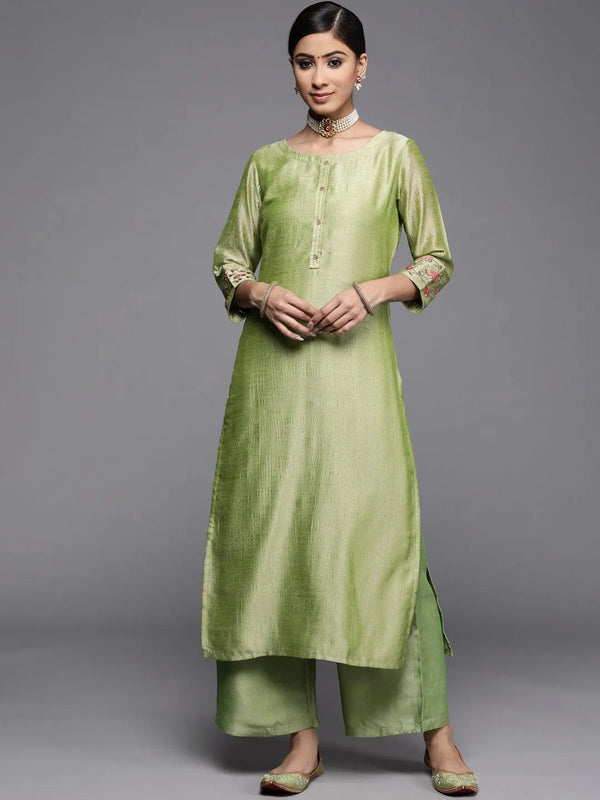 Green Solid Silk Kurta - Jashvi