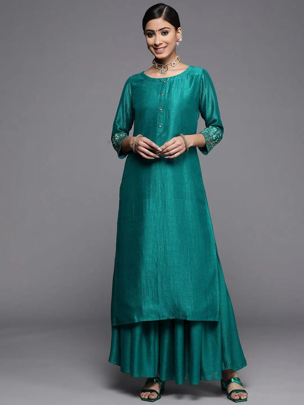 Green Solid Silk Kurta - Jashvi