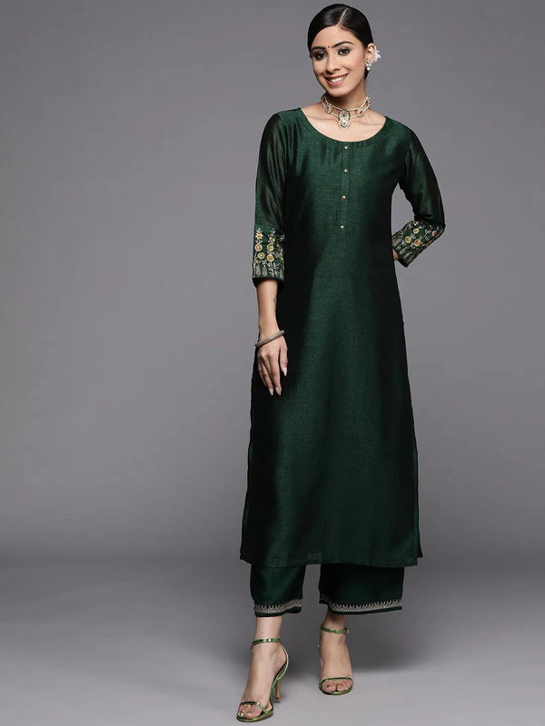 Green Solid Silk Kurta - Jashvi