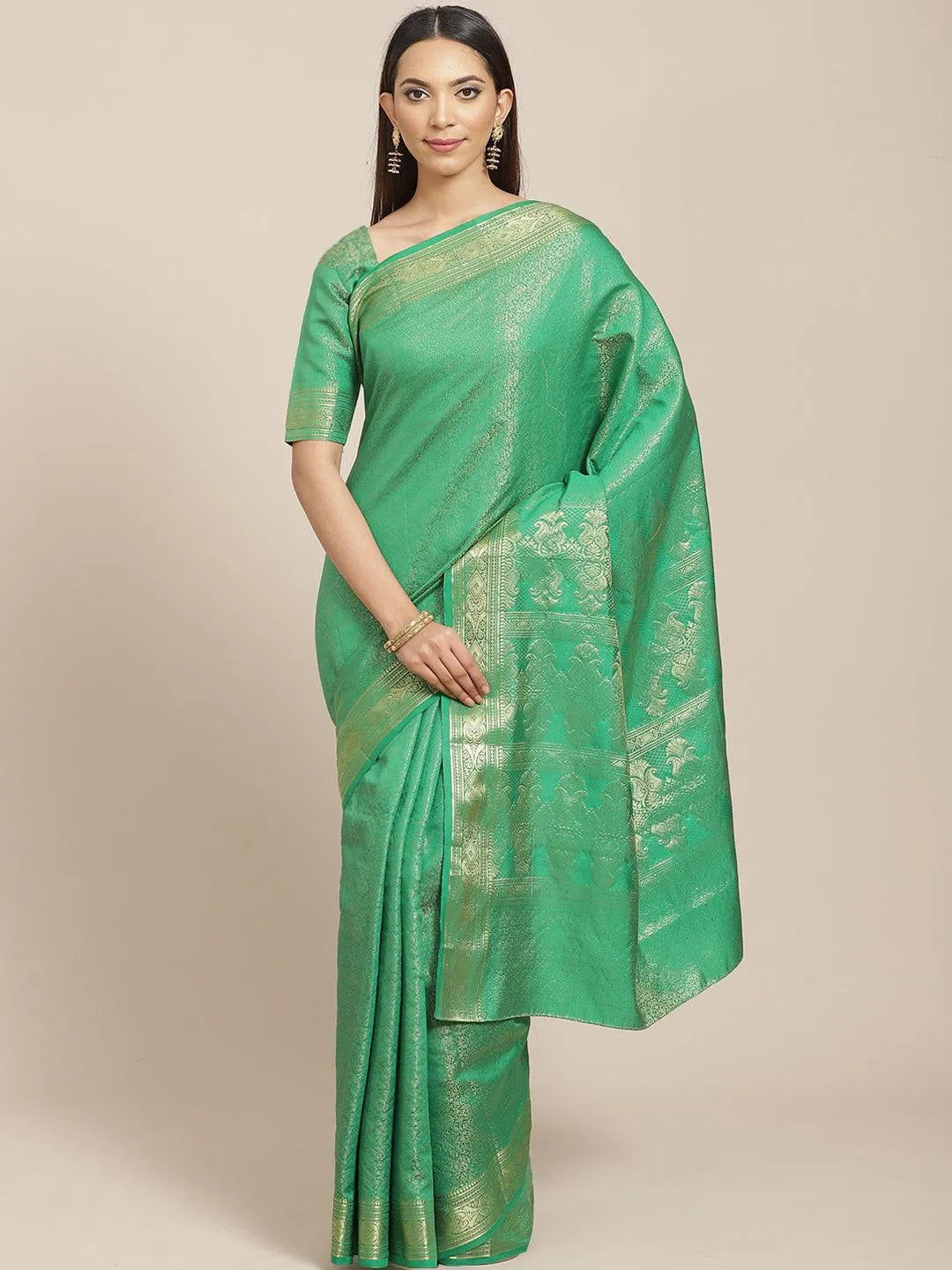 Green Woven Design Brocade Saree - Jashvi