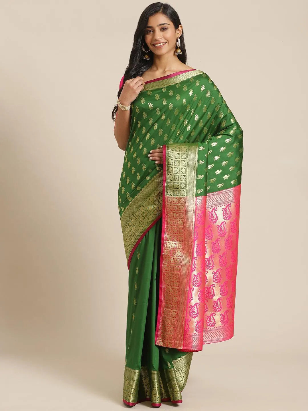 Green Woven Design Brocade Saree - Jashvi