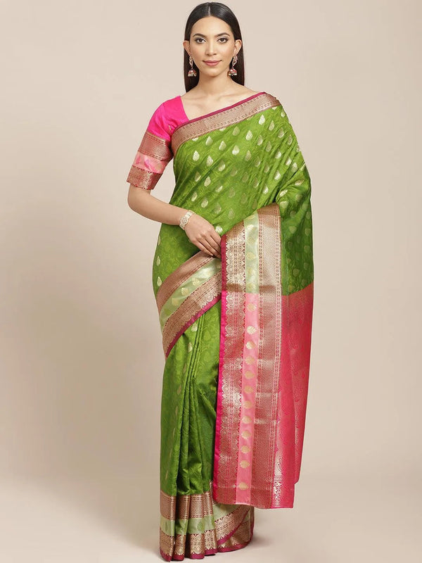 Green Woven Design Brocade Saree - Jashvi