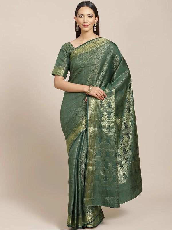 Green Woven Design Brocade Saree - Jashvi