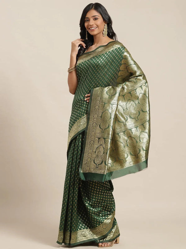 Green Woven Design Brocade Saree - Jashvi