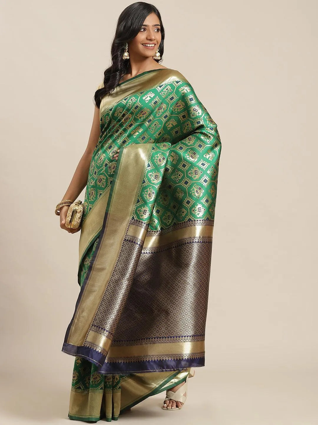 Green Woven Design Brocade Saree - Jashvi