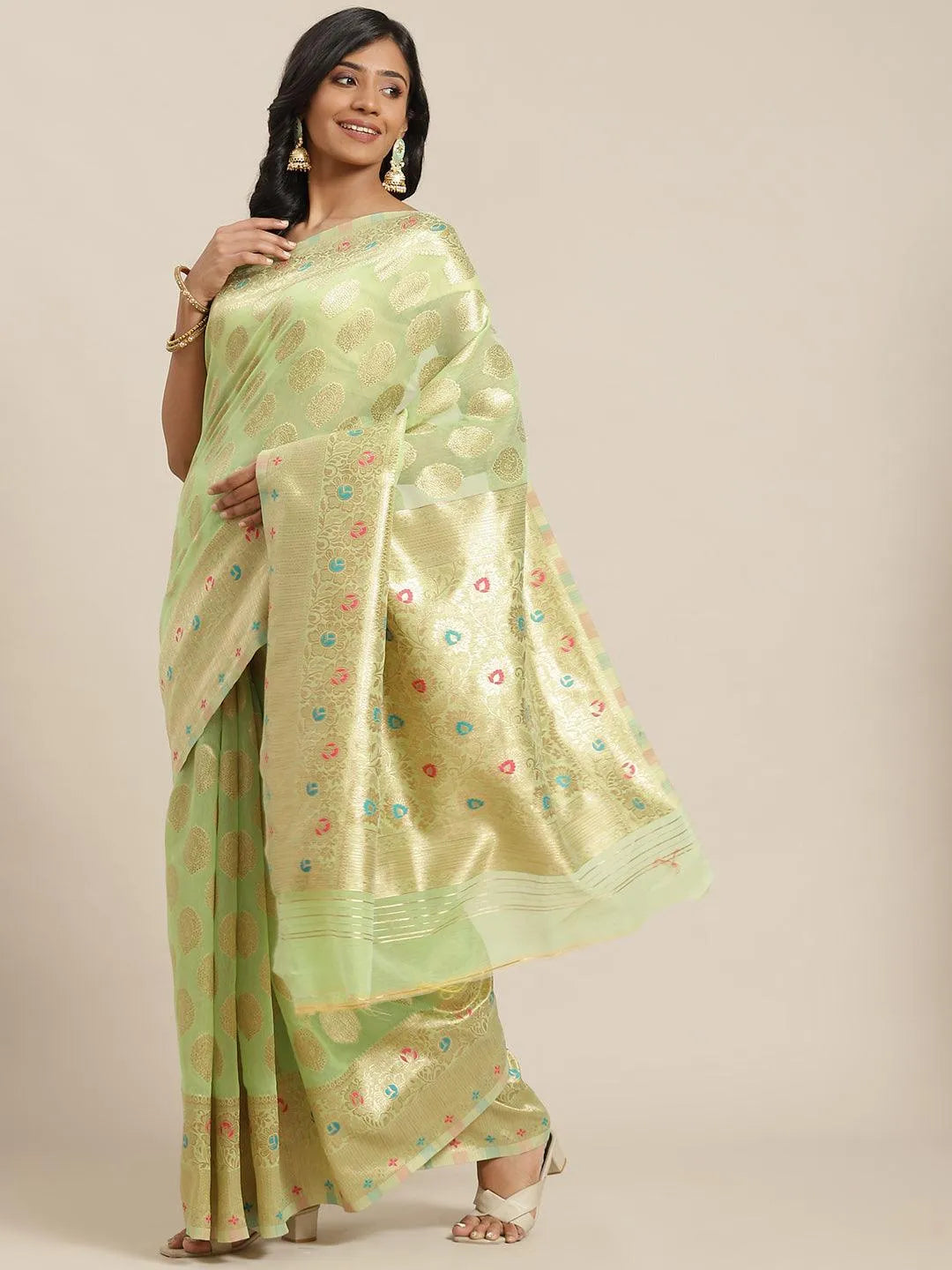 Green Woven Design Brocade Saree - Jashvi