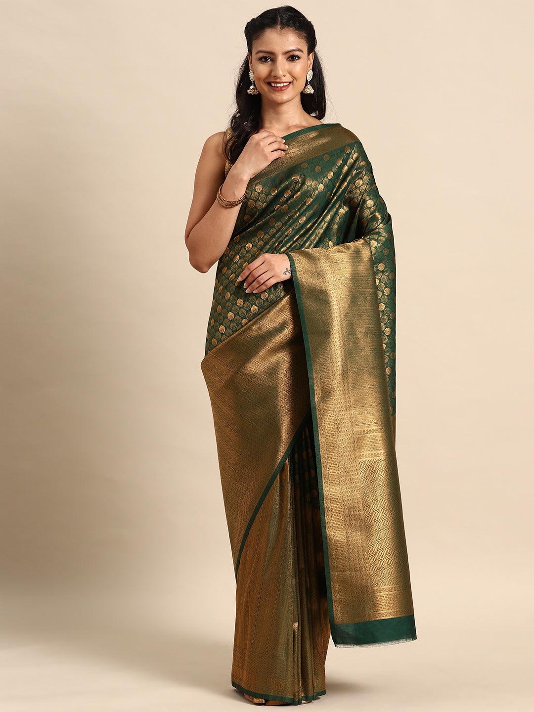 Green Woven Design Brocade Saree - Jashvi