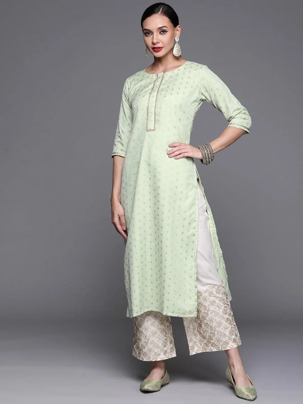 Green Woven Design Chanderi Silk Kurta - Jashvi