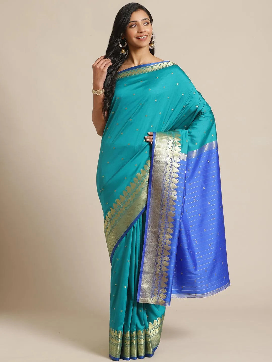 Green Woven Design Silk Saree - Jashvi