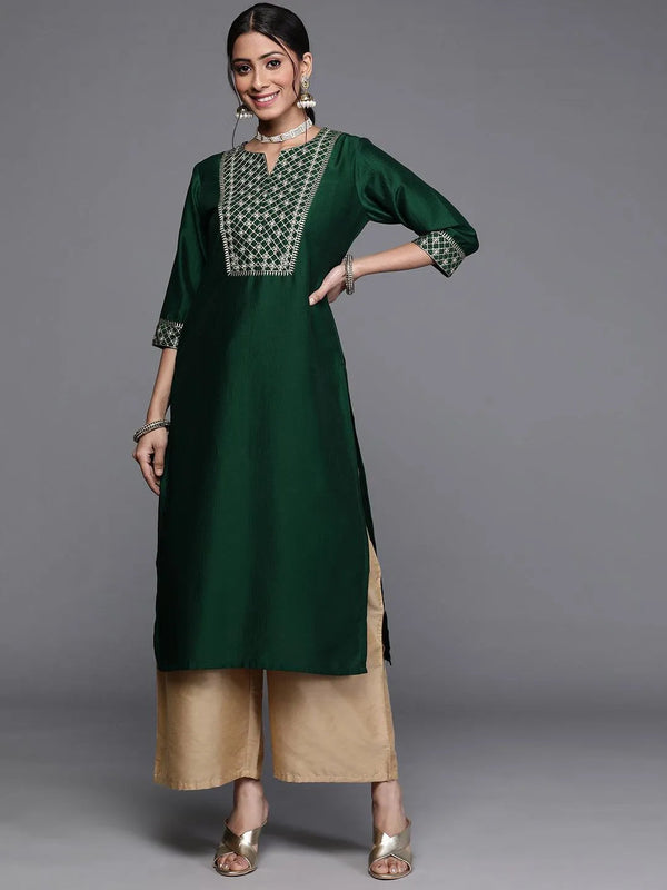 Green Yoke Design Chanderi Silk Kurta - Jashvi