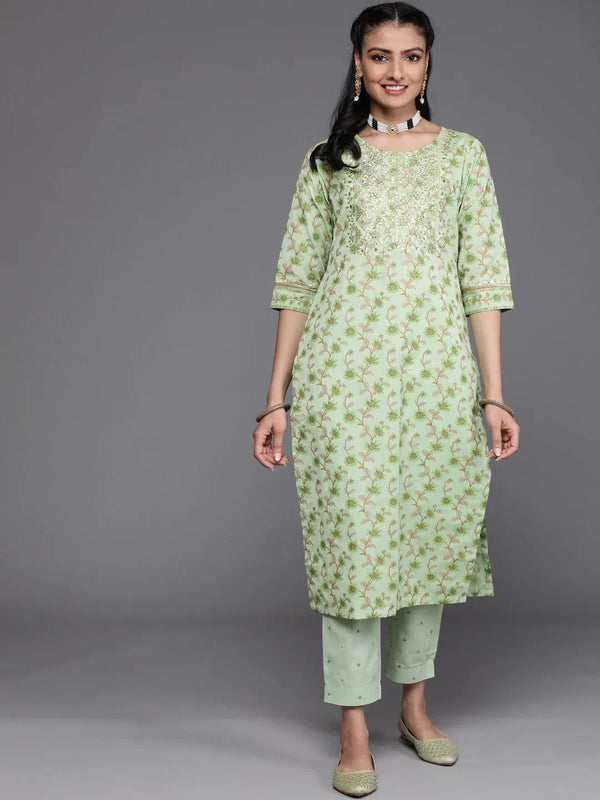 Green Yoke Design Cotton Silk Kurta - Jashvi