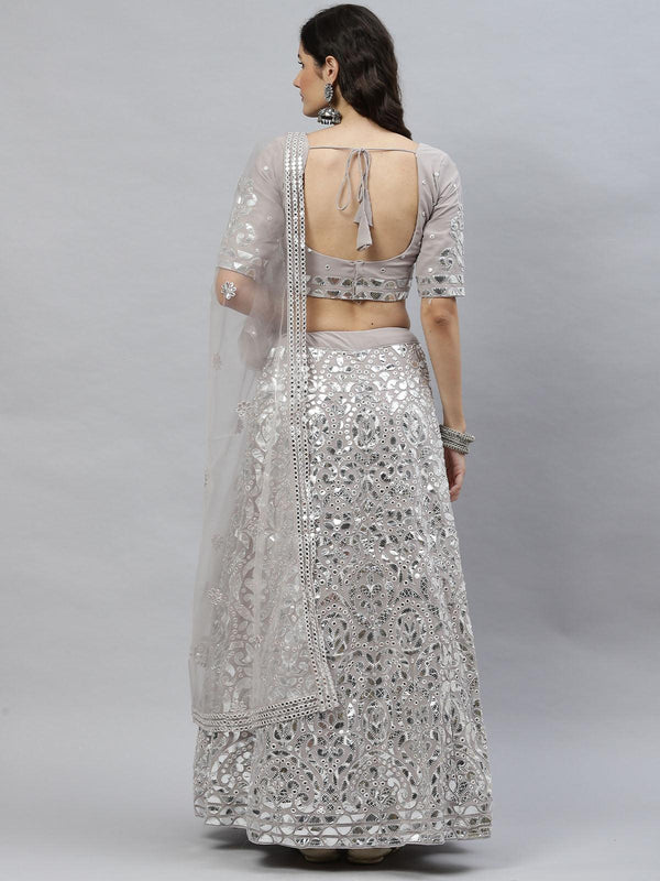 Women's Grey Beautiful Gota Patti Lehanga Choli Set - Odette