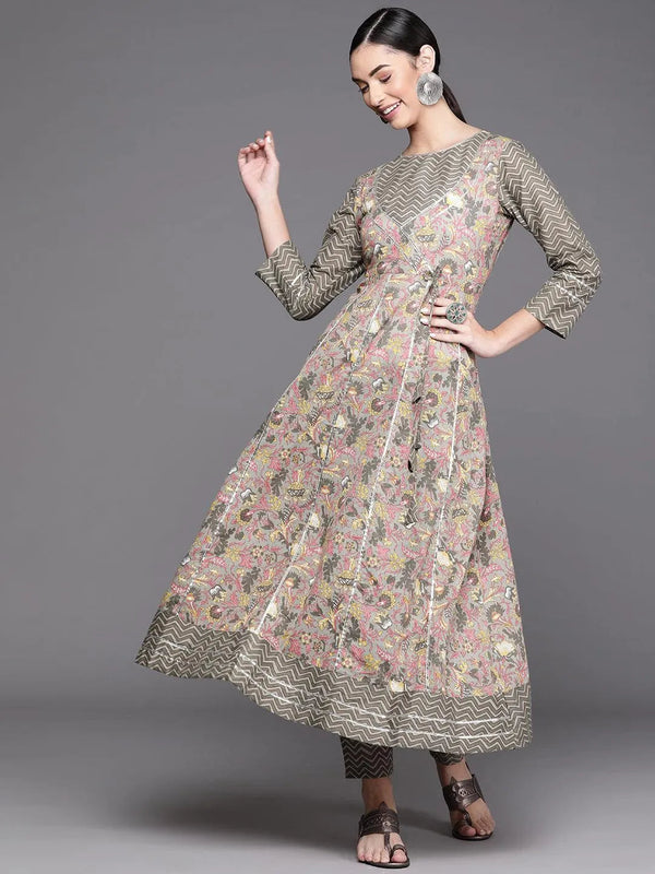 Grey Printed Cotton Kurta - Jashvi