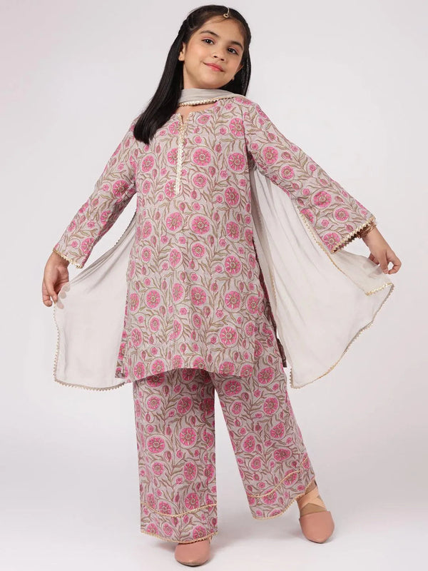 Grey Printed Cotton Suit Set - Jashvi