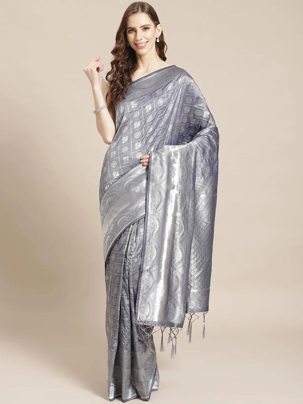 Grey Woven Design Brocade Saree - Jashvi