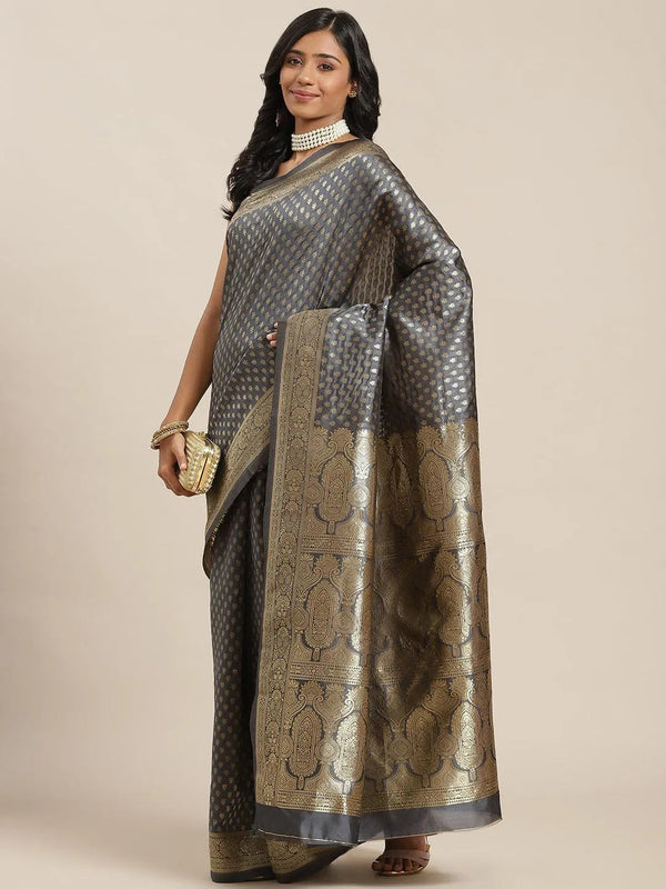 Grey Woven Design Brocade Saree - Jashvi