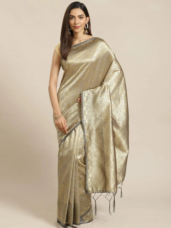 Grey Woven Design Brocade Saree - Jashvi