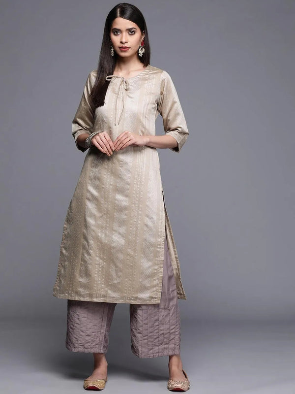 Grey Woven Design Chanderi Silk Kurta - Jashvi