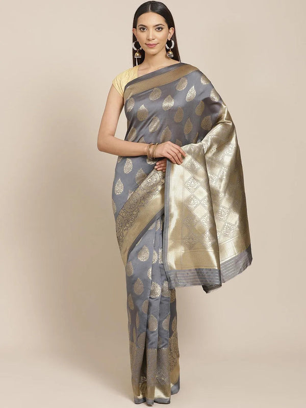 Grey Woven Design Silk Blend Saree - Jashvi