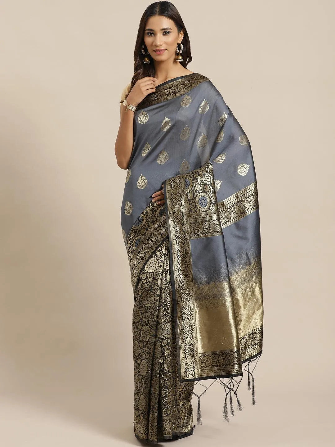 Grey Woven Design Silk Saree - Jashvi