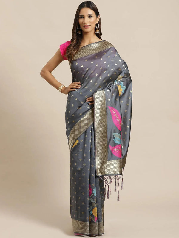 Grey Woven Design Silk Saree - Jashvi