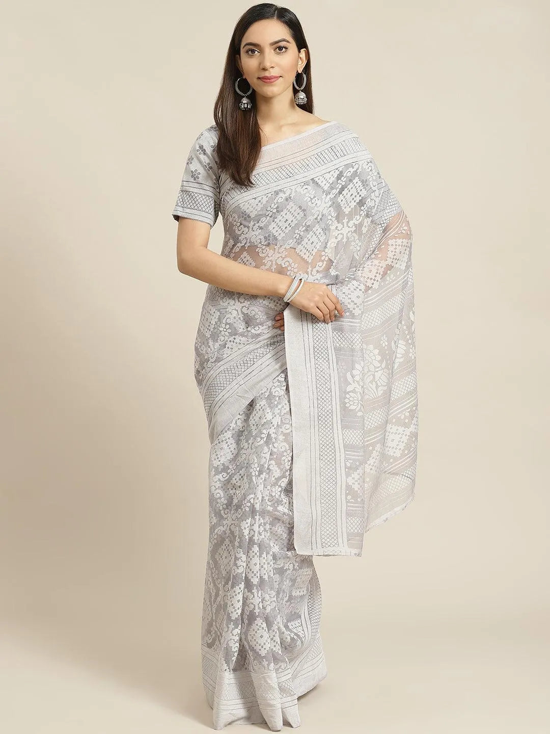 Grey Woven Design Tissue Saree - Jashvi